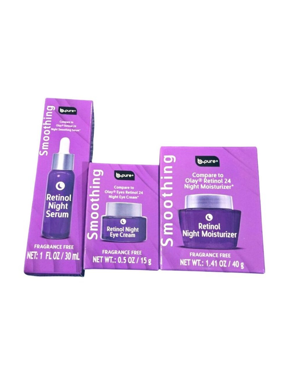 B-Pure Retinol Night Serum Eye Cream & Moisturizer Set - Fragrance Free